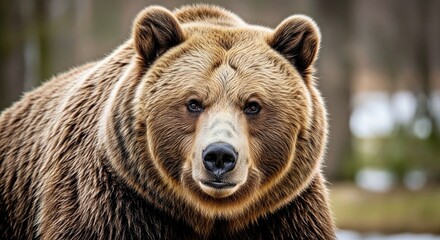 Brown Bear In Nature Made Portrait Face Wild Animal Expression Close Up
