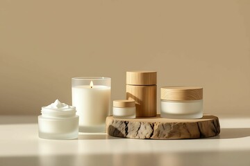 Natural Spa and Skincare Products with Candle