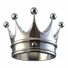 Shiny silver crown with modern design on white background royalty and luxury concept