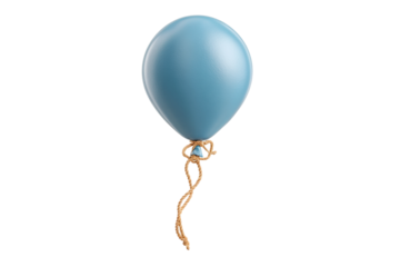 PNG Single blue balloon with twine string on white background