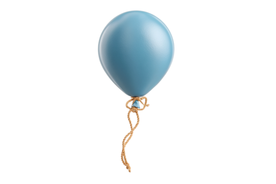 PNG Single blue balloon with twine string on white background