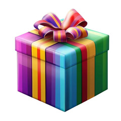 colorful rainbow gift box on transparent background