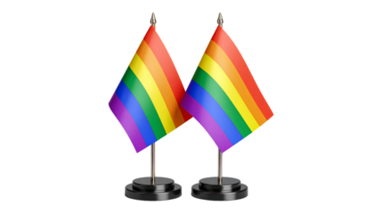 Two pride month flags crossed over each other