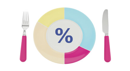 Isolated Pie Chart on Plate with Cutlery