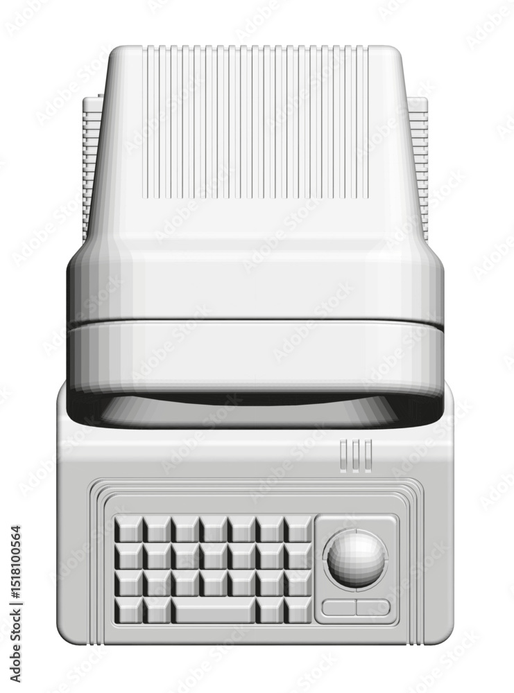 Poster a white computer keyboard and mouse are displayed in a black and white image. the keyboard has a bla