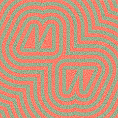 Stylized quote marks in green and red with maze-like stripes. Vector illustration in bold abstract style.