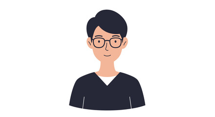 Cartoon man with glasses and dark hair smiling