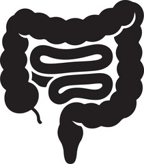 Large Intestine Icon Black and White Medical Illustration