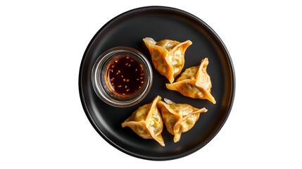 Steamed Asian Pork Dumplings with Soy Sauce and Green Onions