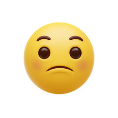 Fototapeta premium Digital Rendering of a Disappointed Emoji isolated on transparent bacckground