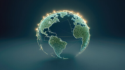 Digital globe conceptual earth glowing network technology futuristic data blue background illuminated