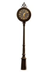 Old isolated weathered standing street clock