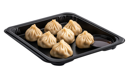 Steamed Asian Pork Dumplings with Soy Sauce and Green Onions