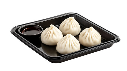 Steamed Asian Pork Dumplings with Soy Sauce and Green Onions
