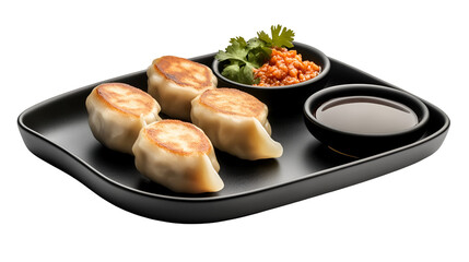 Steamed Asian Pork Dumplings with Soy Sauce and Green Onions