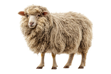 PNG Fluffy sheep on white background: fleece, wool, farm animal, livestock, domestic