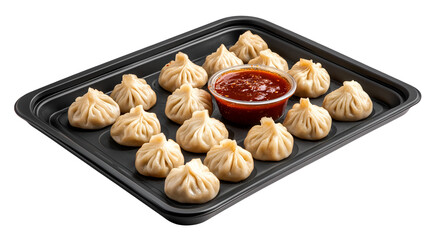 Steamed Asian Pork Dumplings with Soy Sauce and Green Onions