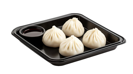 Steamed Asian Pork Dumplings with Soy Sauce and Green Onions