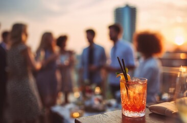 Cocktail drink rooftop party evening gathering