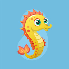 Obraz premium Adorable Cartoon Seahorse. Vibrant Sea Creature Illustration