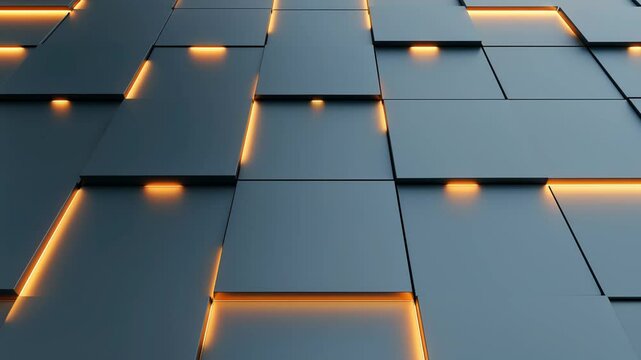 Orange lights are moving on dark grey tiles creating a beautiful abstract background