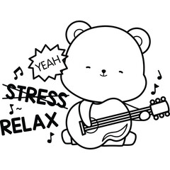 a vector of a cute bear with some motivational quotes in black and white coloring