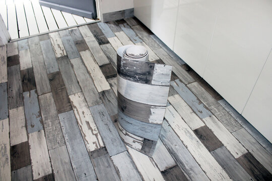 Rouleau vinyle bois blanchi, sol pvc effet planche de bateau