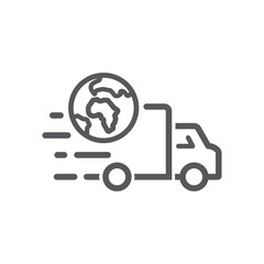Global transportation services and delivery truck - logo, design, vector.