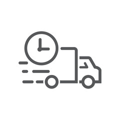 Delivery truck icon, vector, symbol. Fast shipping cargo van, quick courier transportation.