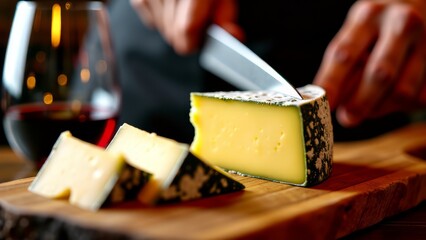 Algae cheese slice at wine bar