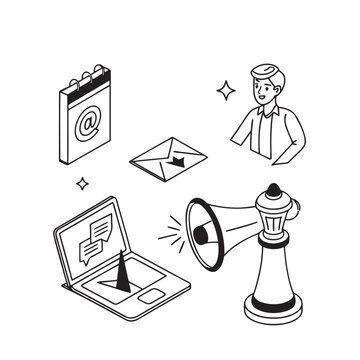 Isometric Illustration of Digital Marketing and Communication

