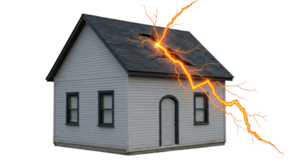 Isolated House Hit by Lightning