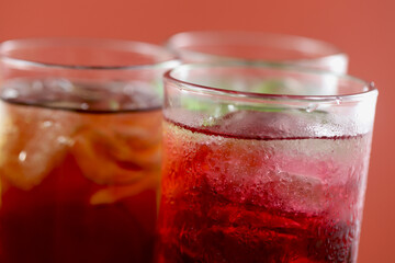 Carbonated water in a glass fizzy and refreshing with every drop.