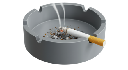 Isolated Ashtray with Cigarette
