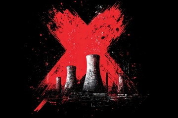 Blackout, a power plant with a red X symbolizing the energy crisis