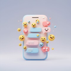 Pastel Mobile Messaging App with Floating Emojis