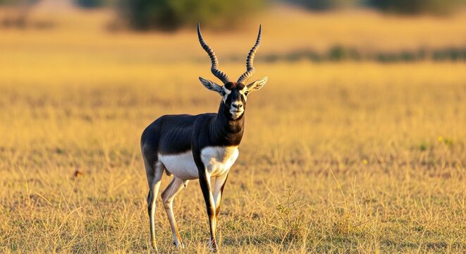 Male Black Buck Antelope Cervicapra Velavadar National Park Wildlife Reserve