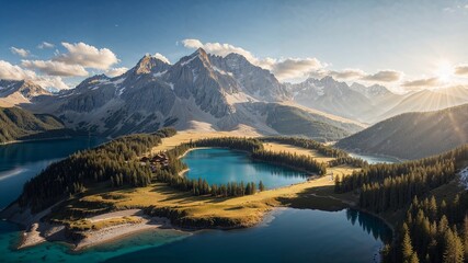 Fototapeta premium Drone Voyage Over Wilderness