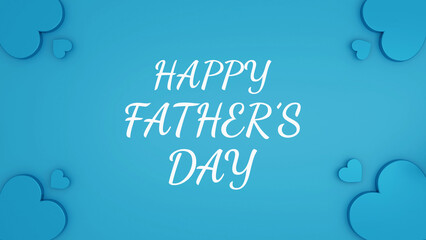 Happy Father’s Day 3D Card with Blue Hearts on Minimal Background