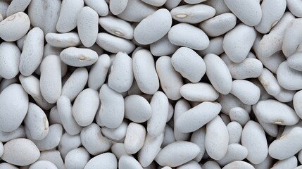 Unprocessed white beans close-up, Natural texture and imperfections, Perfect for agricultural or organic product visuals