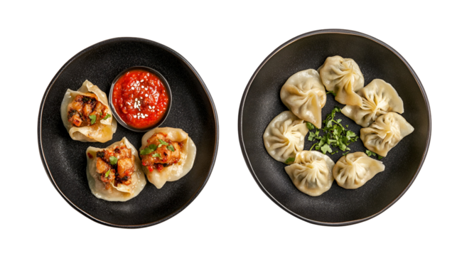 The concept of oriental cuisine. Uzbek food Manti or manty dumplings restaurant concept. Homemade Uzbek dish. recipe background. space for text. top view