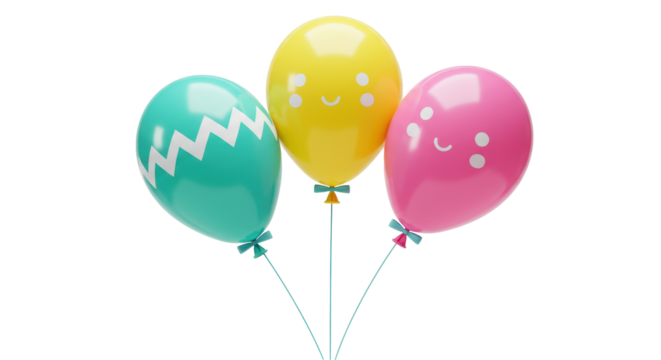 Isolated Bunch of Balloons with Faces