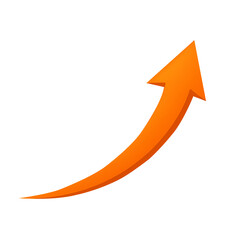 Orange upward arrow, Growth arrow, Rising arrow, Progress arrow, Increase arrow, Success arrow, Improvement arrow, Upward trend arrow, Curved arrow pointing up, Boost arrow