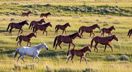 Fototapeta premium Mustangs Sanctuary Wild Grass Freedom Horse Wildlife American West