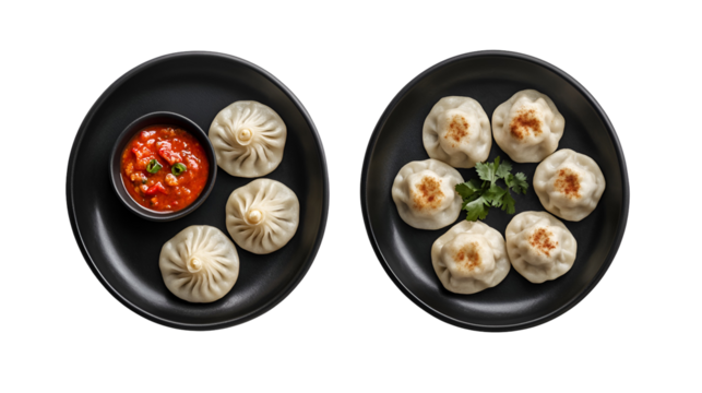 The concept of oriental cuisine. Uzbek food Manti or manty dumplings restaurant concept. Homemade Uzbek dish. recipe background. space for text. top view