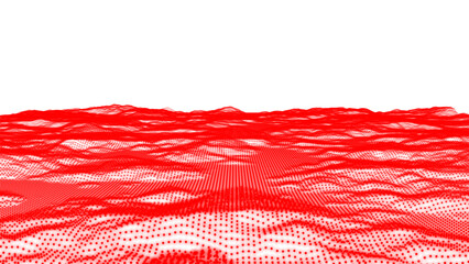 Futuristic abstract digital landscape. Flying over data patterns, Abstract red dot and lines technology background, Loopable