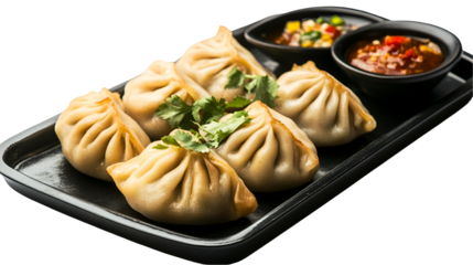 Traditional Dumpling Momos and Tomato Sauce