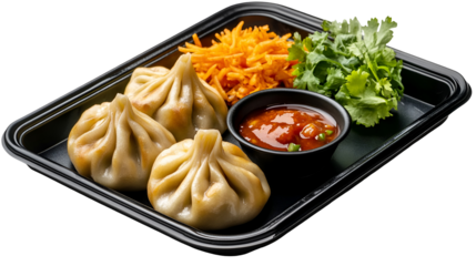 Traditional Dumpling Momos and Tomato Sauce