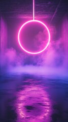 neon pink and cyan circle floating
