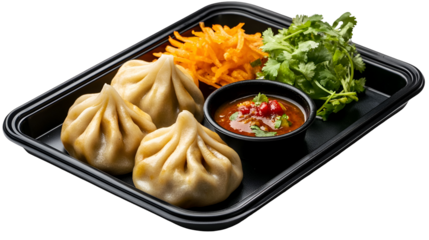 Traditional Dumpling Momos and Tomato Sauce